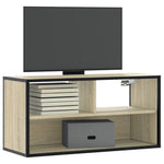 Sonoma tölgy színű szerelt fa és fém TV-szekrény 80x31x39,5 cm