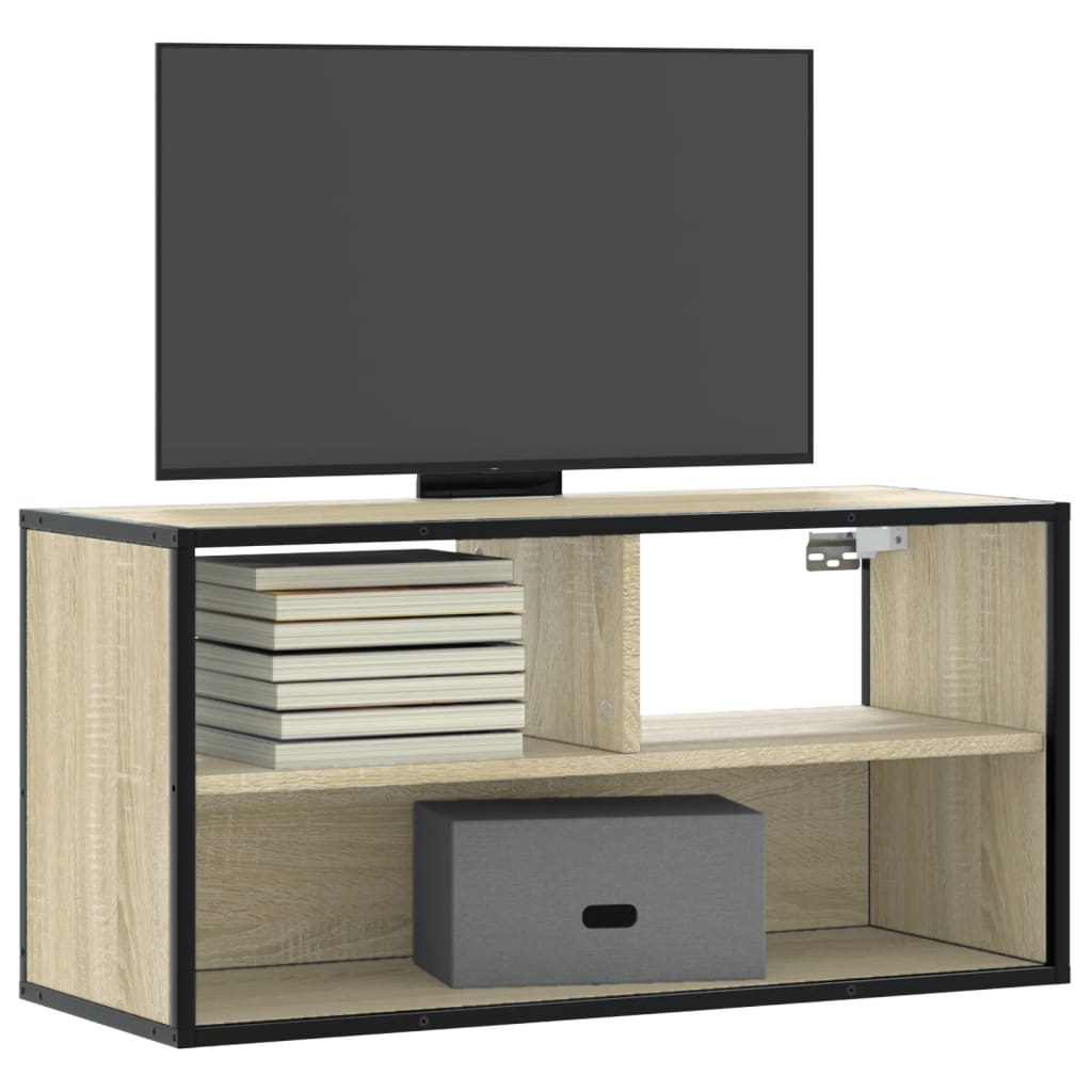 Sonoma tölgy színű szerelt fa és fém TV-szekrény 80x31x39,5 cm