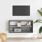 Szürke sonoma színű szerelt fa és fém TV-szekrény 80x31x39,5 cm 3