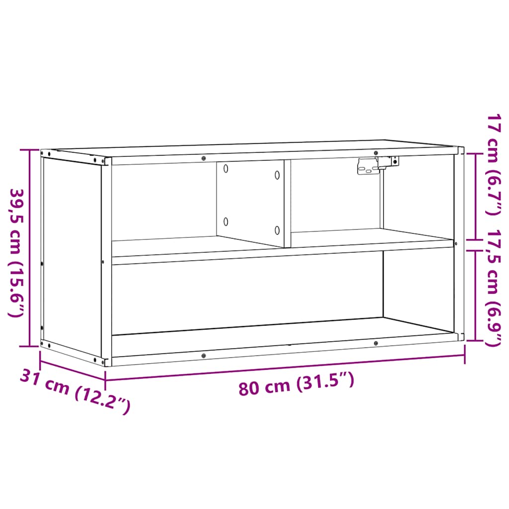 Szürke sonoma színű szerelt fa és fém TV-szekrény 80x31x39,5 cm 10