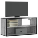 Szürke sonoma színű szerelt fa és fém TV-szekrény 80x31x39,5 cm