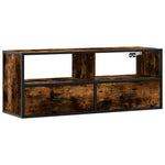 Füstös tölgy színű szerelt fa és fém TV-szekrény 100x31x39,5 cm 2