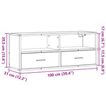 Füstös tölgy színű szerelt fa és fém TV-szekrény 100x31x39,5 cm 11