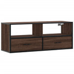 Barna tölgy színű szerelt fa és fém TV-szekrény 100x31x39,5 cm 2