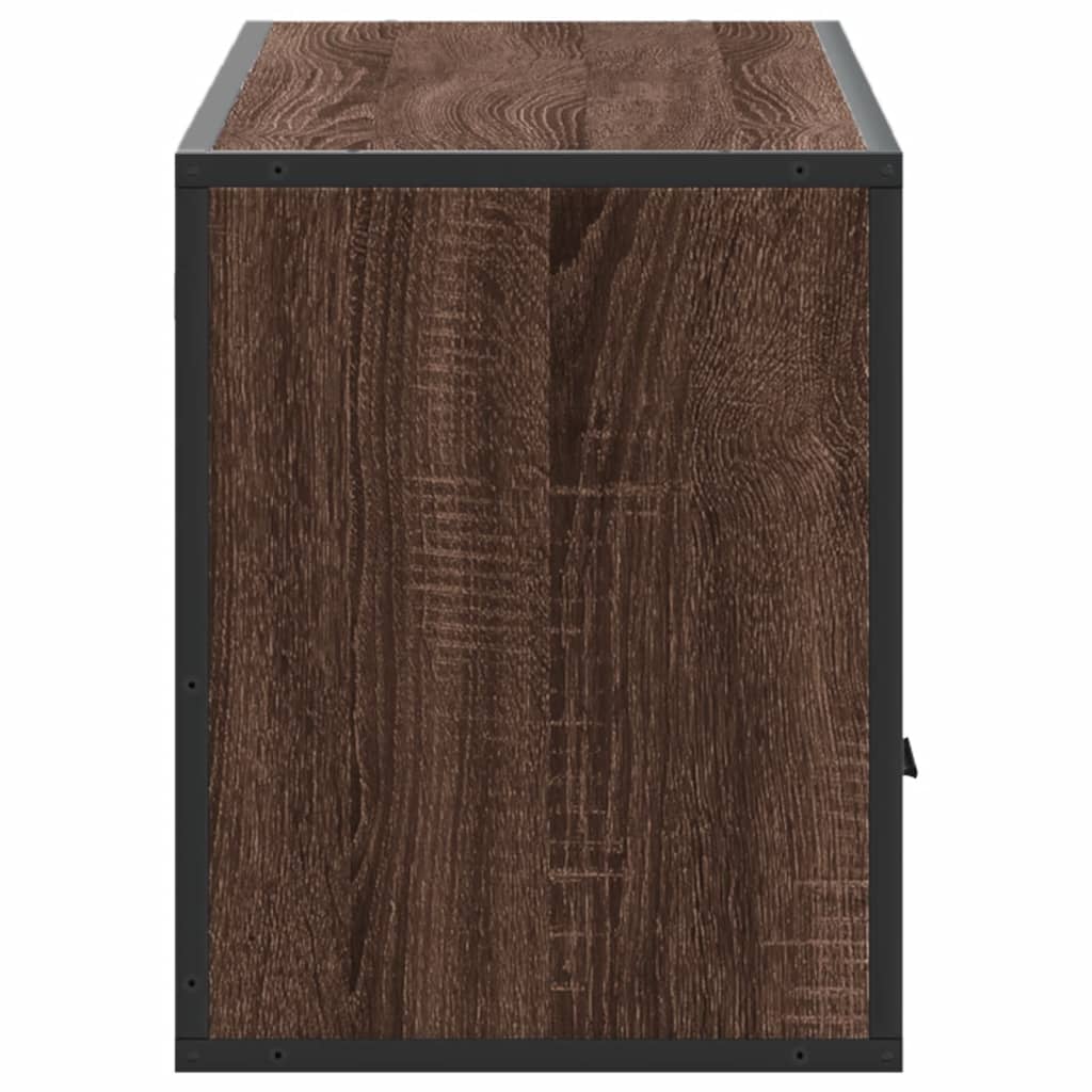 Barna tölgy színű szerelt fa és fém TV-szekrény 100x31x39,5 cm 5
