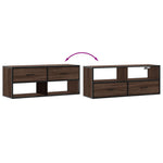 Barna tölgy színű szerelt fa és fém TV-szekrény 100x31x39,5 cm 7