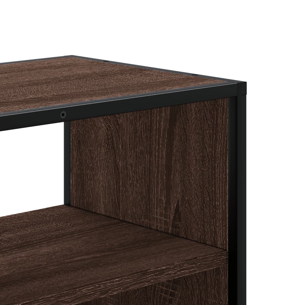 Barna tölgy színű szerelt fa és fém TV-szekrény 100x31x39,5 cm 8