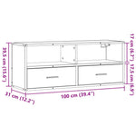 Barna tölgy színű szerelt fa és fém TV-szekrény 100x31x39,5 cm 11