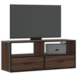 Barna tölgy színű szerelt fa és fém TV-szekrény 100x31x39,5 cm