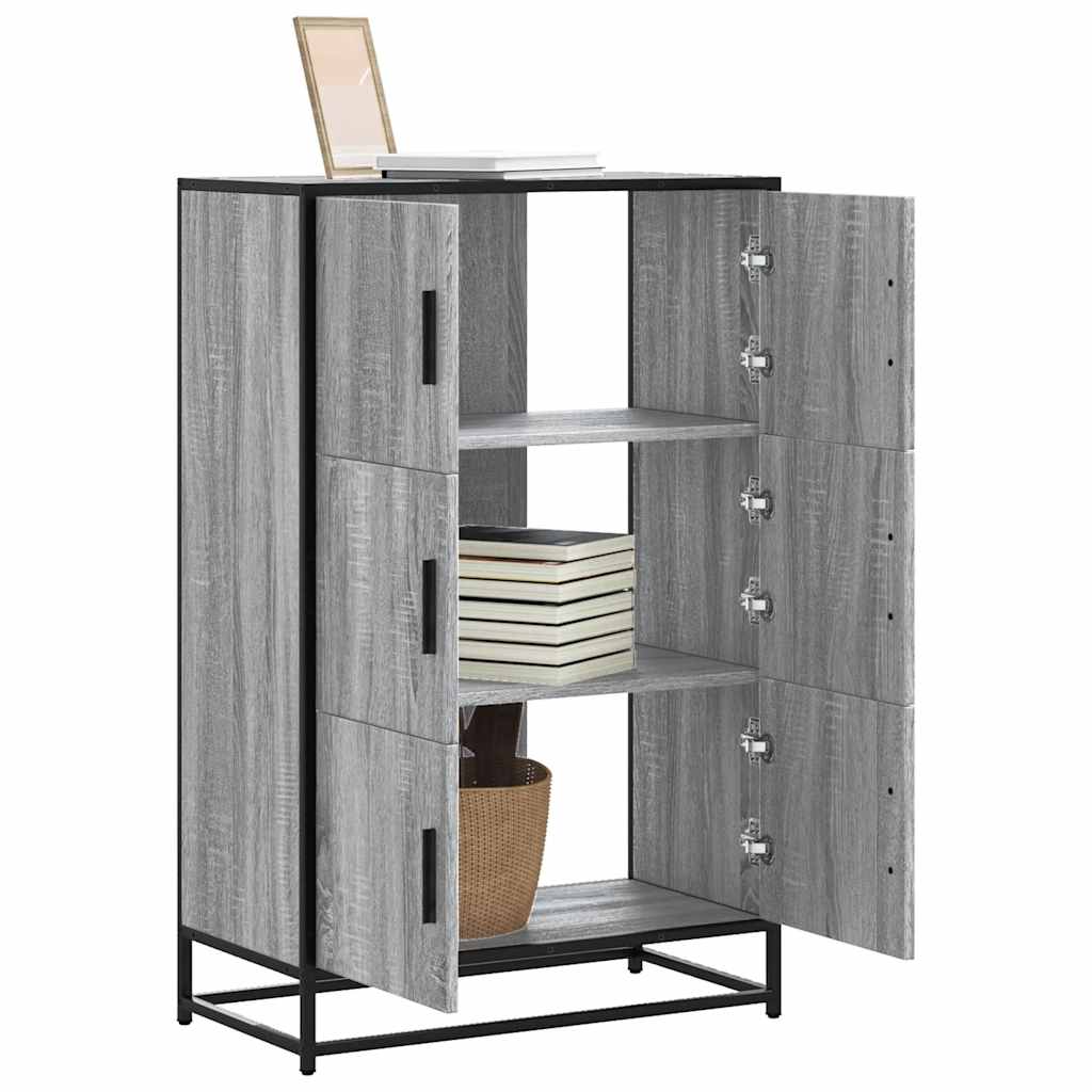 Highboard szürke sonoma 68x35x106,5 cm gépelt fa és fém