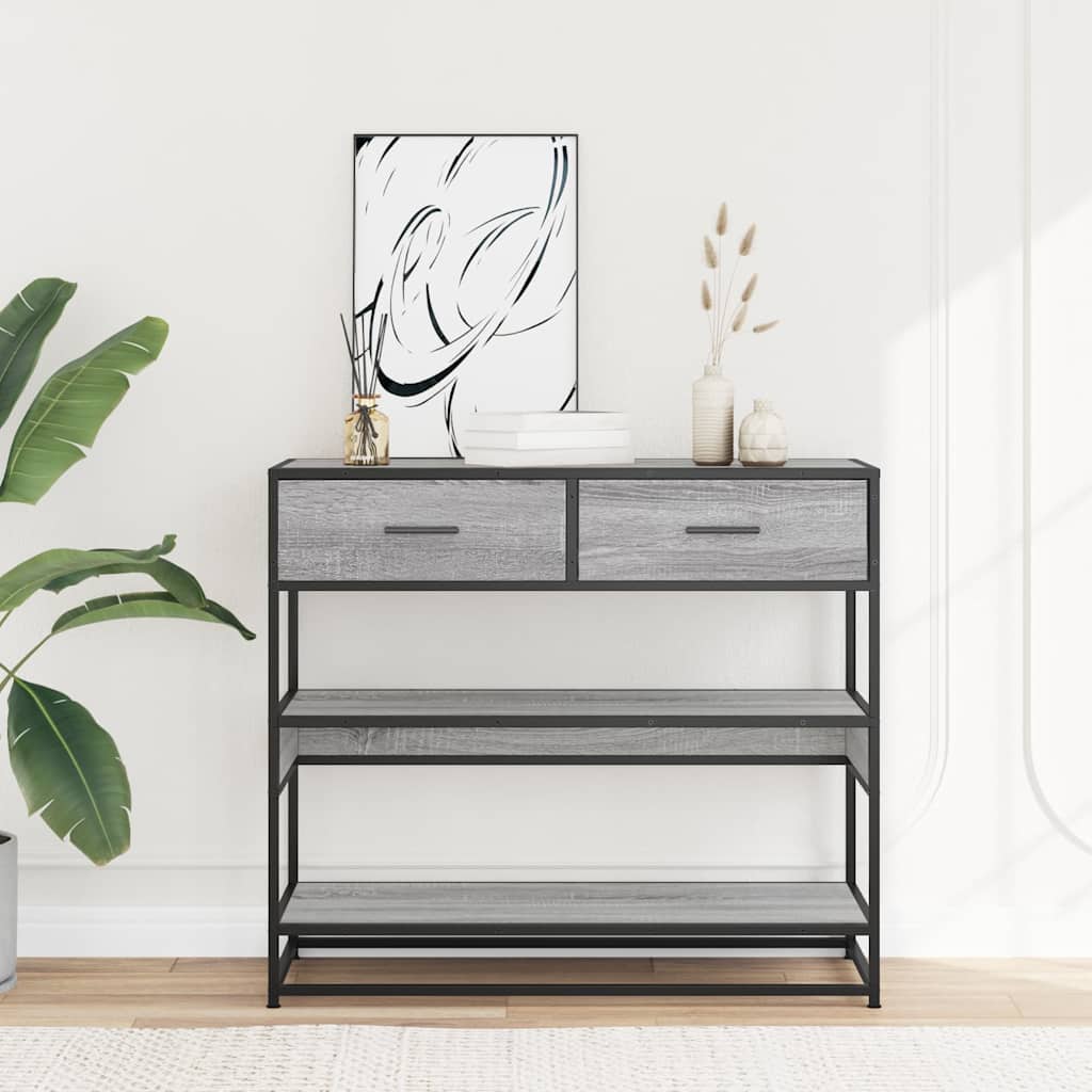 Szürke sonoma színű szerelt fa tálalóasztal 90x35x80 cm 3