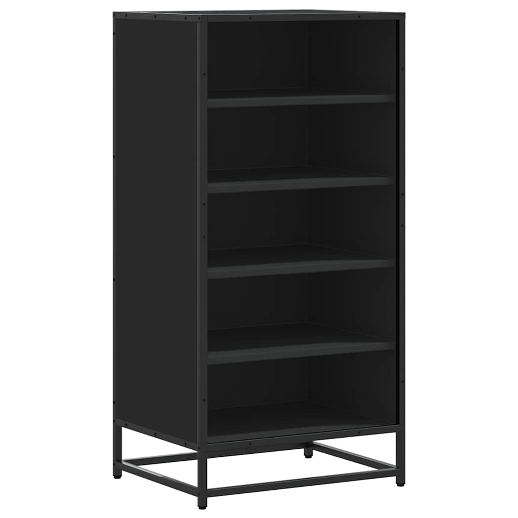 Fekete szerelt fa cipőtároló szekrény 48x38x97,5 cm 2