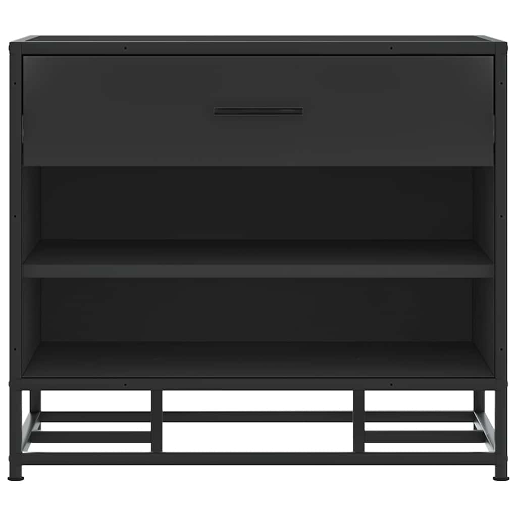 Cipőpad Fekete 60x40x53,5 cm Fából és fémből készült pad 4