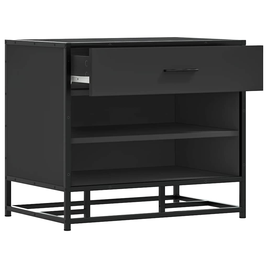 Cipőpad Fekete 60x40x53,5 cm Fából és fémből készült pad 7