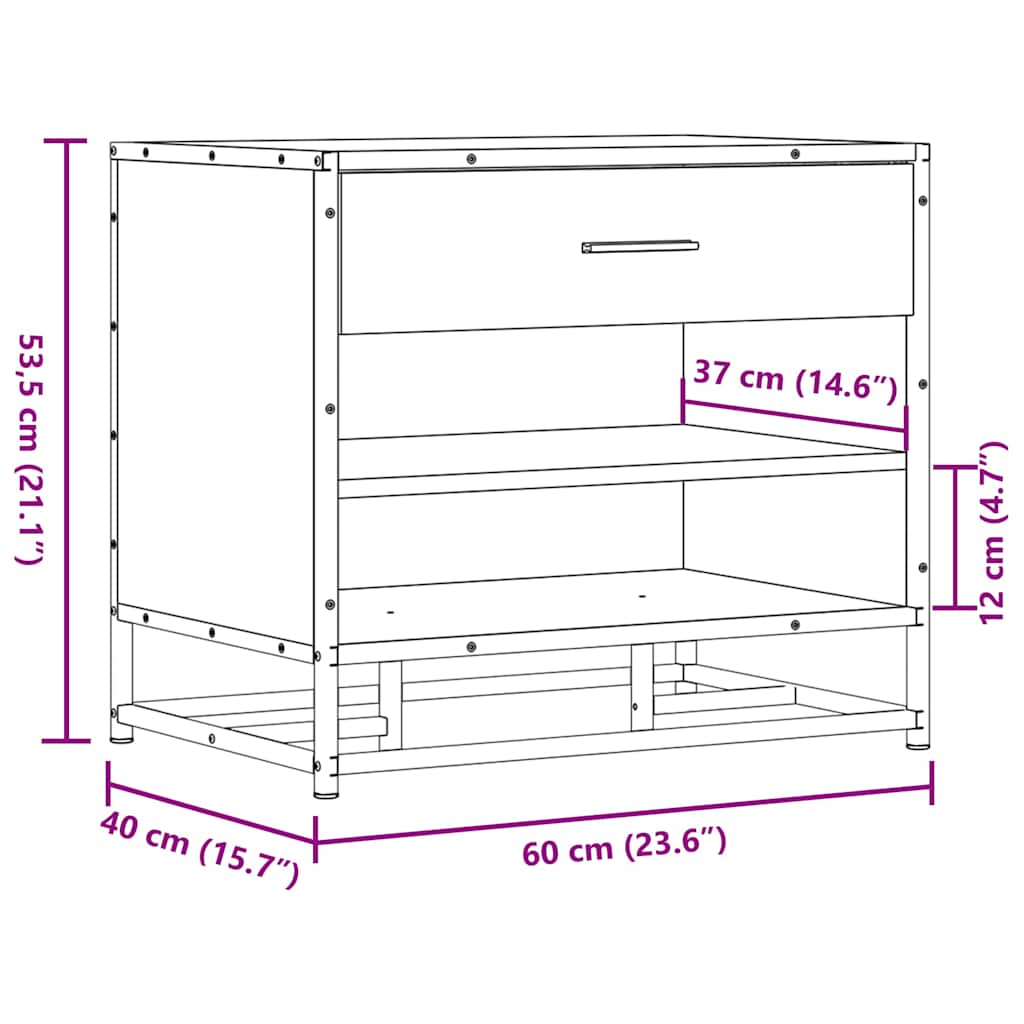 Cipőpad Fekete 60x40x53,5 cm Fából és fémből készült pad 10