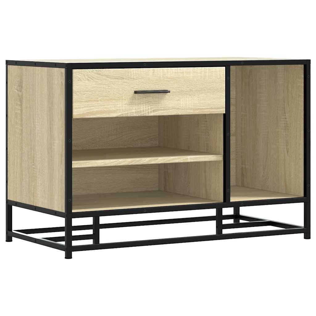 Cipőpad Sonoma tölgy 80x40x53,5 cm Gépelt fa és fém 2