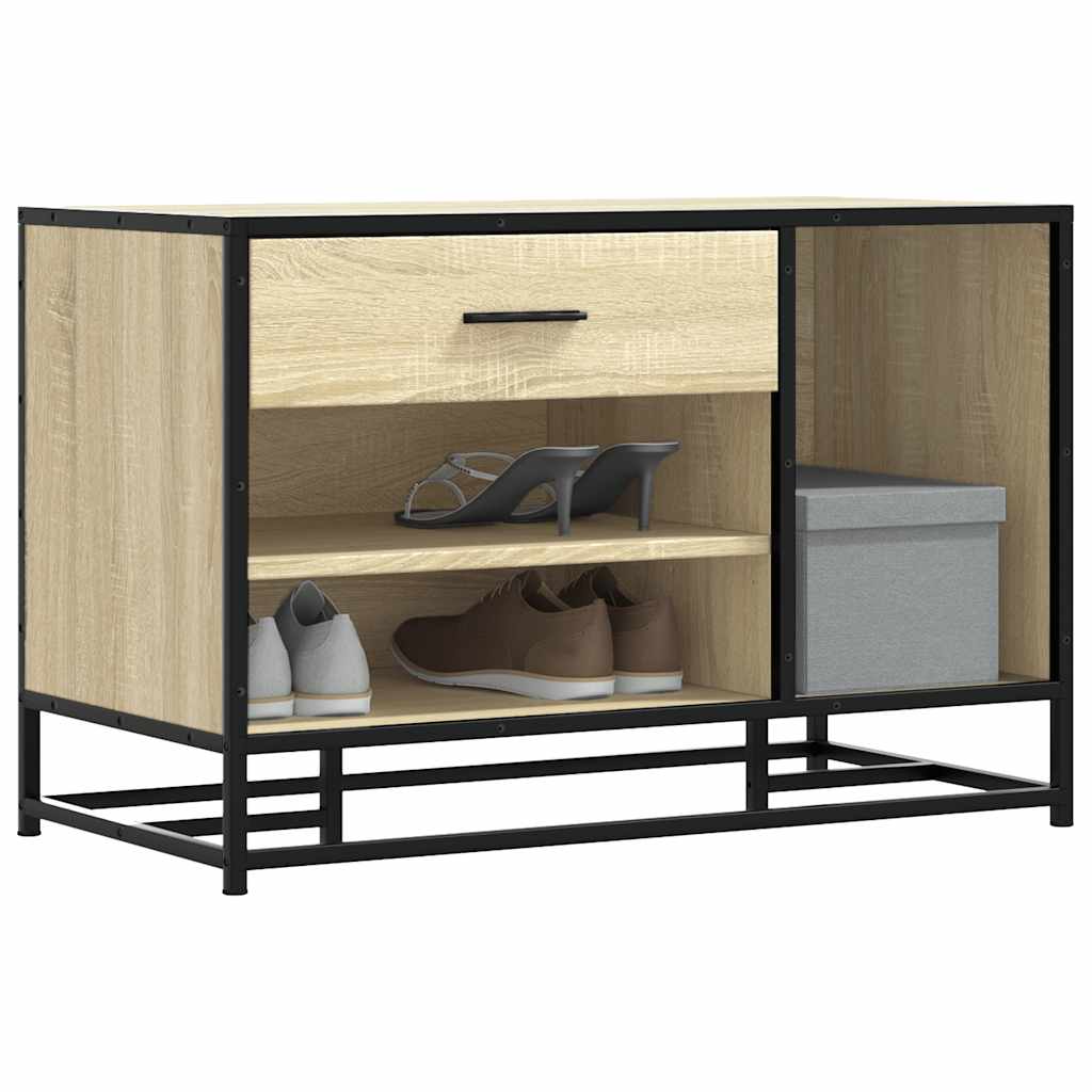 Cipőpad Sonoma tölgy 80x40x53,5 cm Gépelt fa és fém