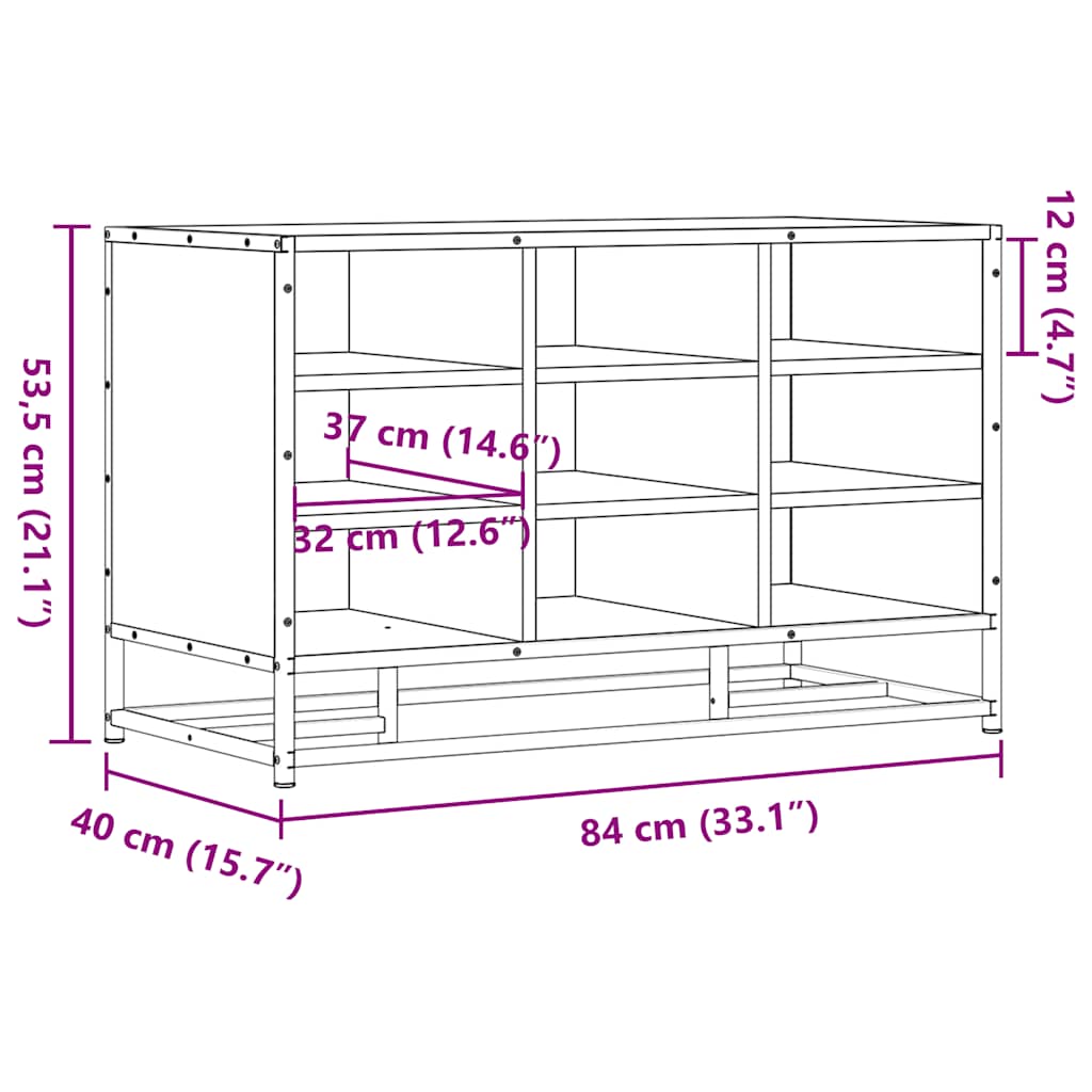 Cipőpad barna tölgy 84x40x53,5 cm Gépi fa és fém 9
