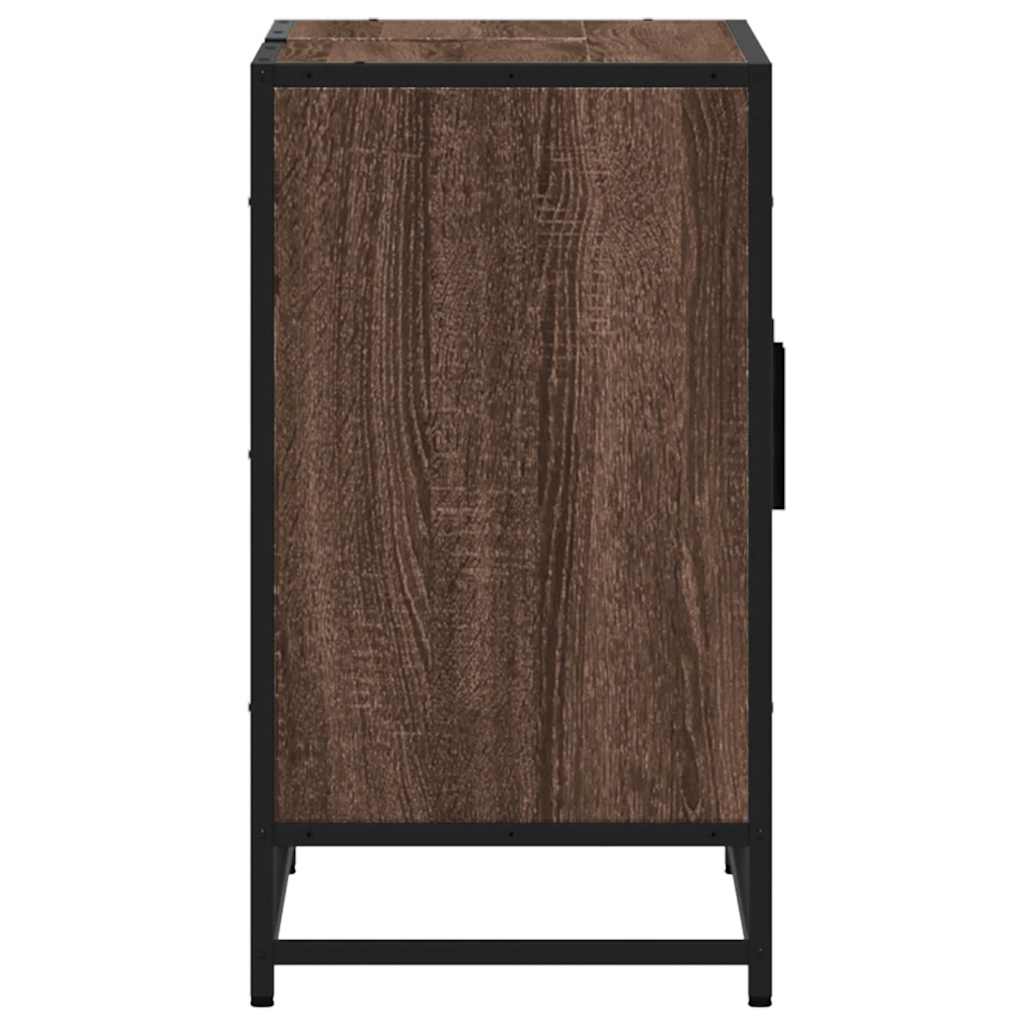 Barna tölgy szerelt fa fürdőszobai mosdószekrény 90x33x60 cm 6