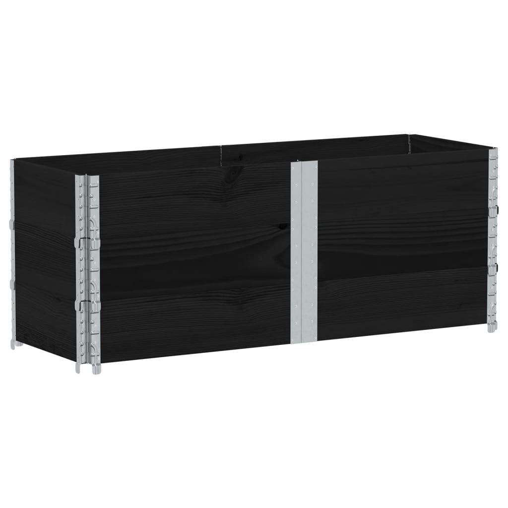 3 db fekete tömör fenyőfa raklapmagasító 150 x 50 cm 2