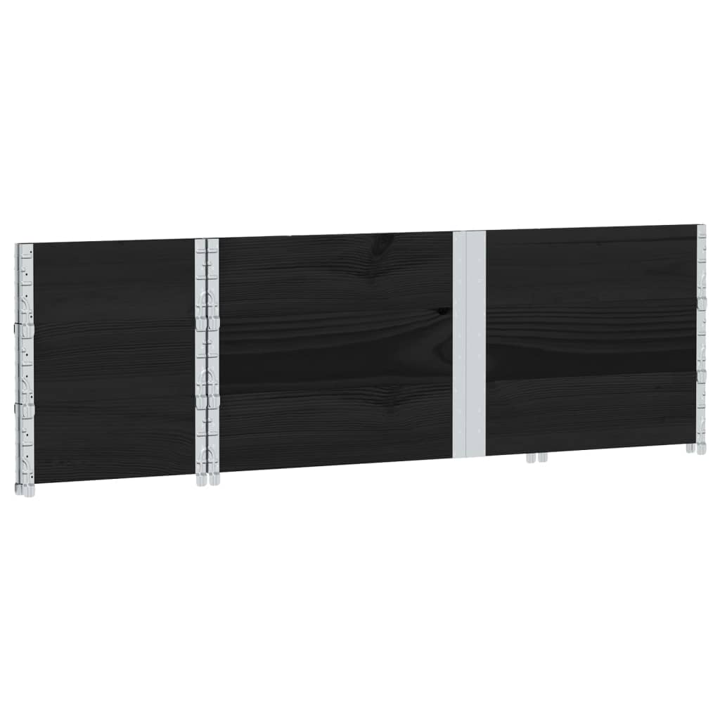 3 db fekete tömör fenyőfa raklapmagasító 150 x 50 cm 4