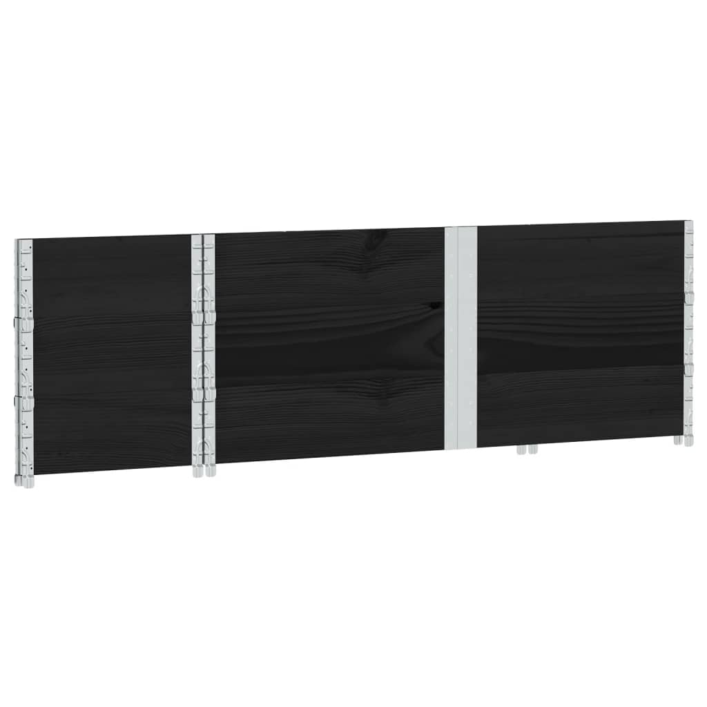 Fekete tömör fenyőfa kerti növénytartó 150 x 50 cm 6