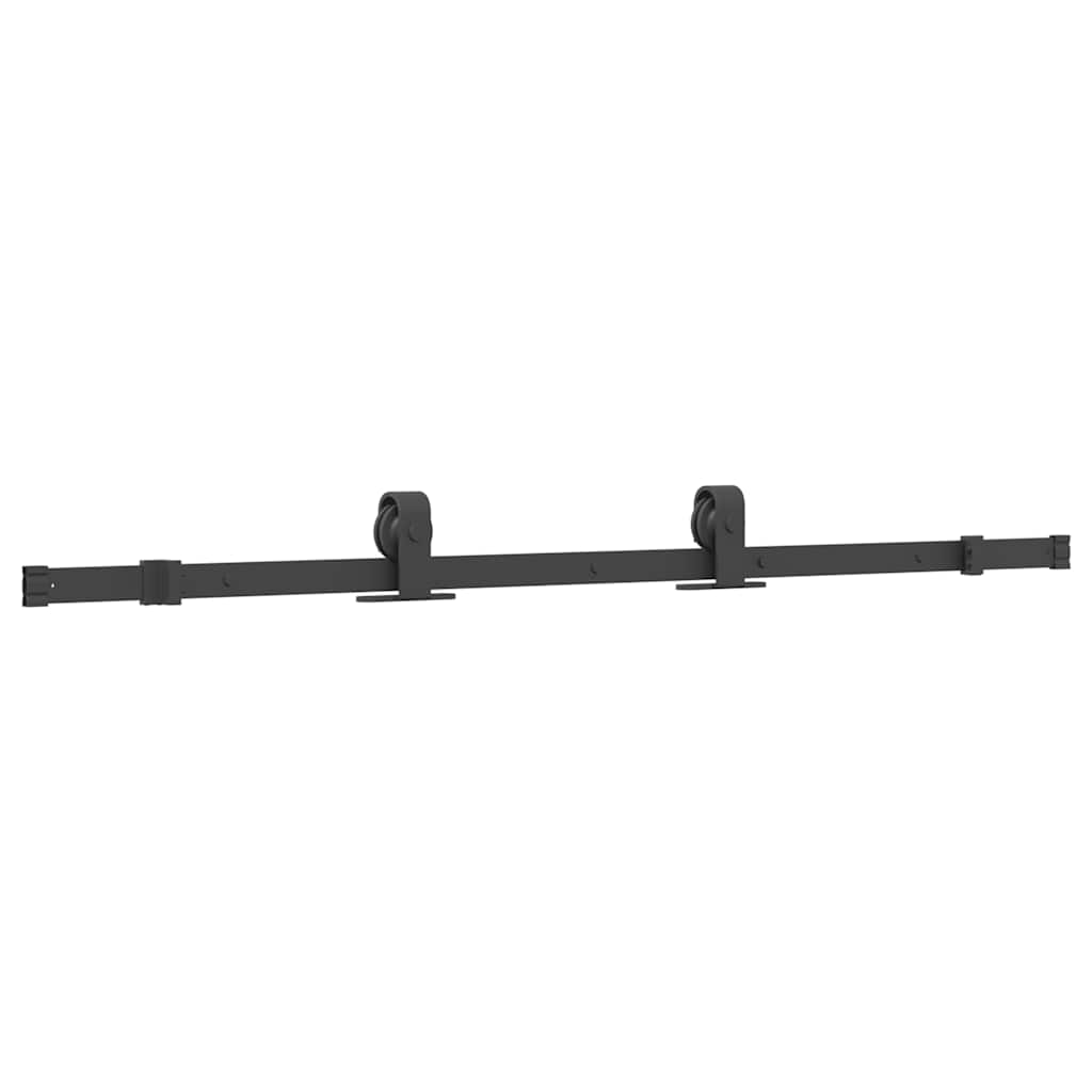 Fekete acél tolóajtó fémszerelék készlet 152,5 cm 4