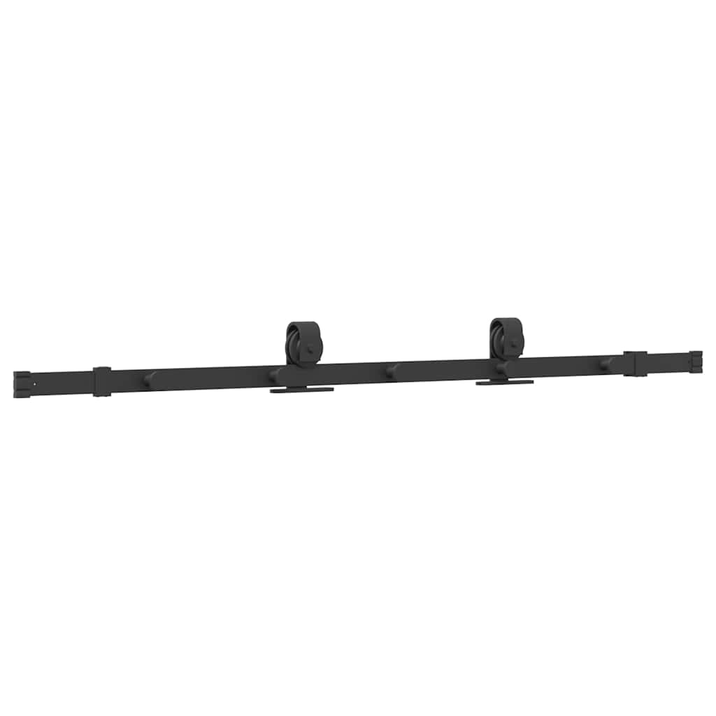 Fekete acél tolóajtó fémszerelék készlet 152,5 cm 7