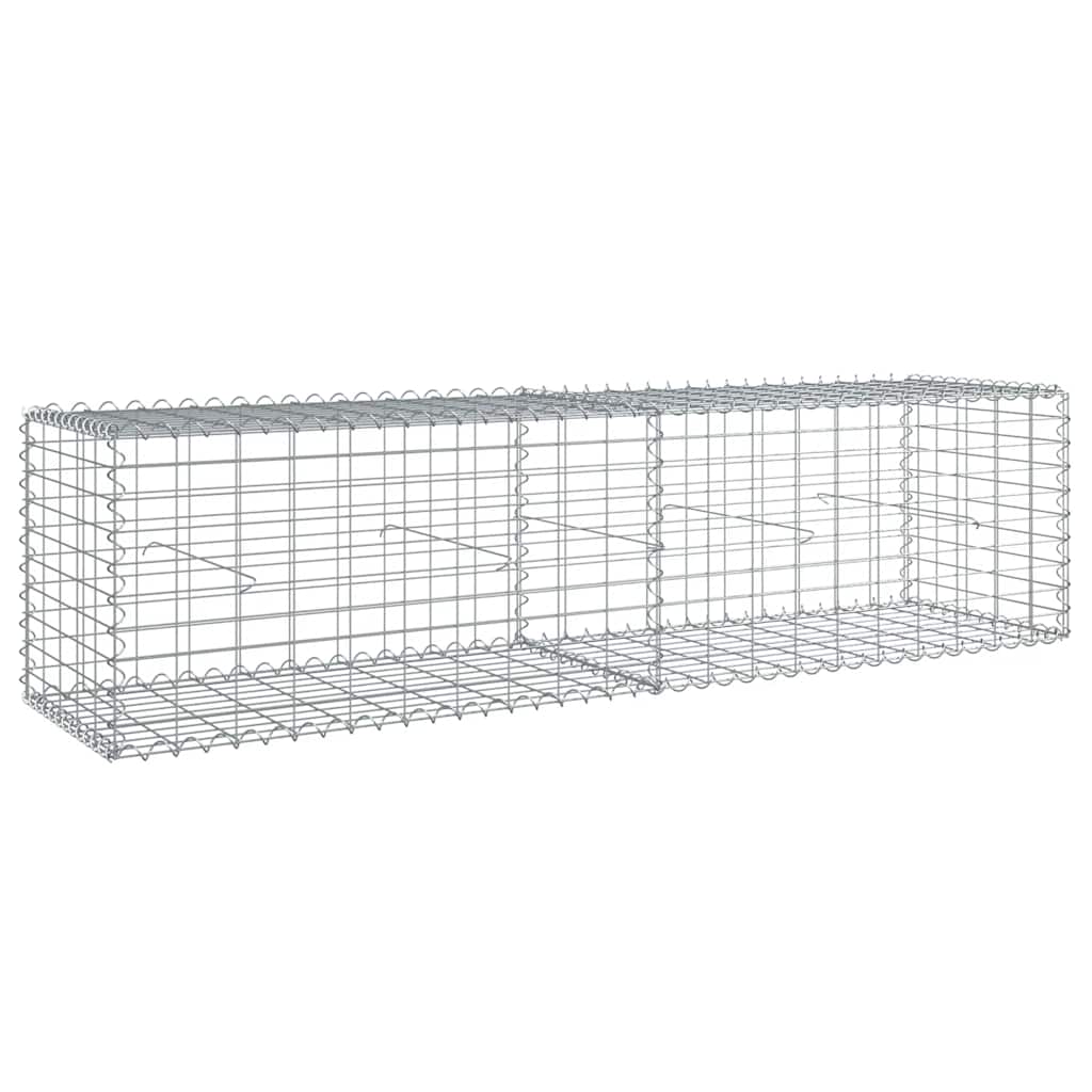 Horganyzott vas gabion kosár fedéllel 200 x 50 x 50 cm 2