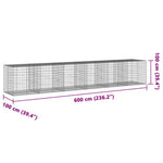 Horganyzott vas gabion kosár fedéllel 600 x 100 x 100 cm 7