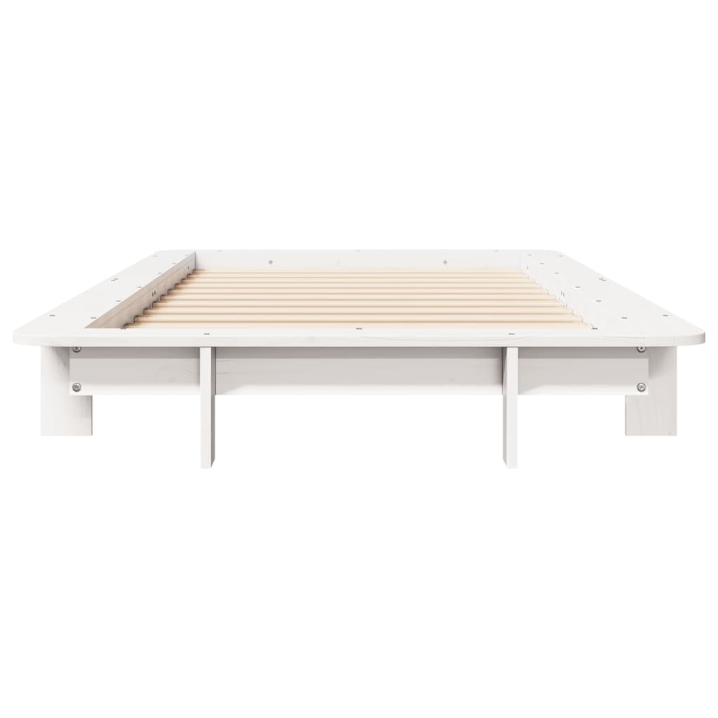Fehér tömör fenyőfa ágy matrac nélkül 100 x 200 cm 4