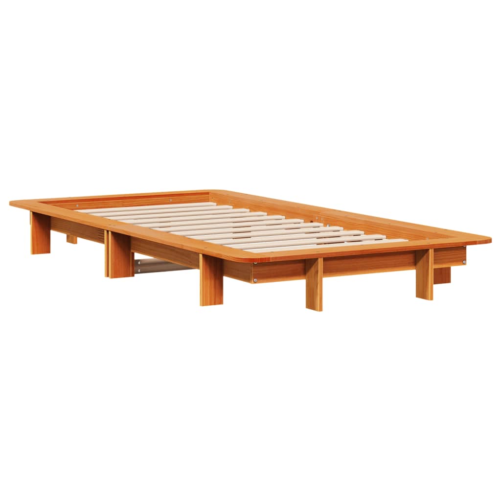 Viaszbarna tömör fenyőfa ágy matrac nélkül 75 x 190 cm 3