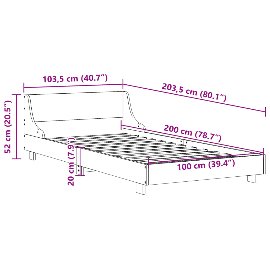 Fehér tömör fenyőfa ágy matrac nélkül 100 x 200 cm 9