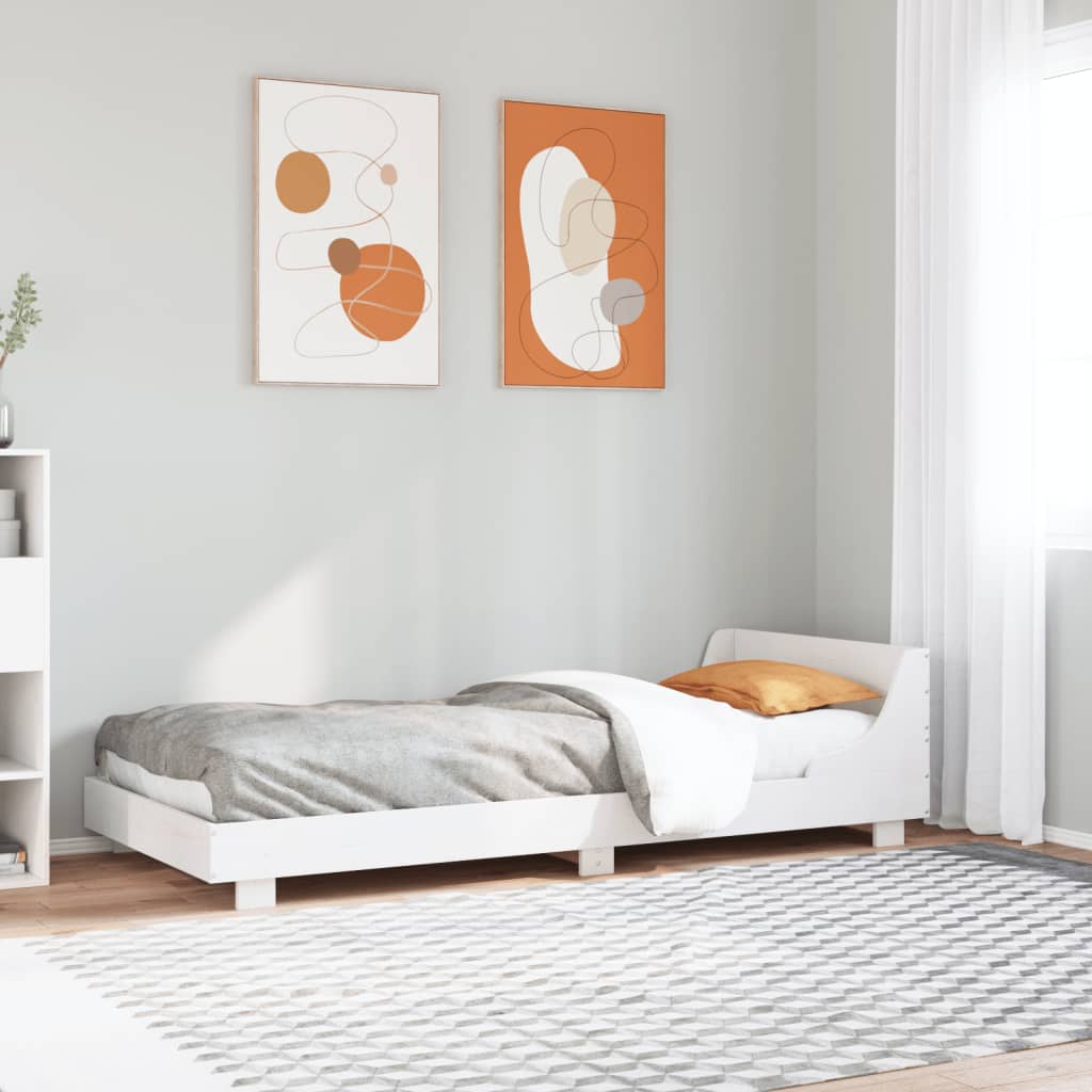 Fehér tömör fenyőfa ágy matrac nélkül 100 x 200 cm