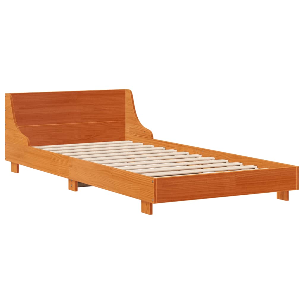 Viaszbarna tömör fenyőfa ágy matrac nélkül 75 x 190 cm 3