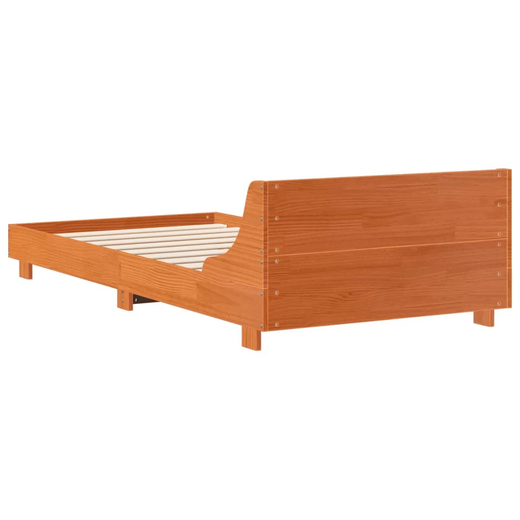 Viaszbarna tömör fenyőfa ágy matrac nélkül 75 x 190 cm 6