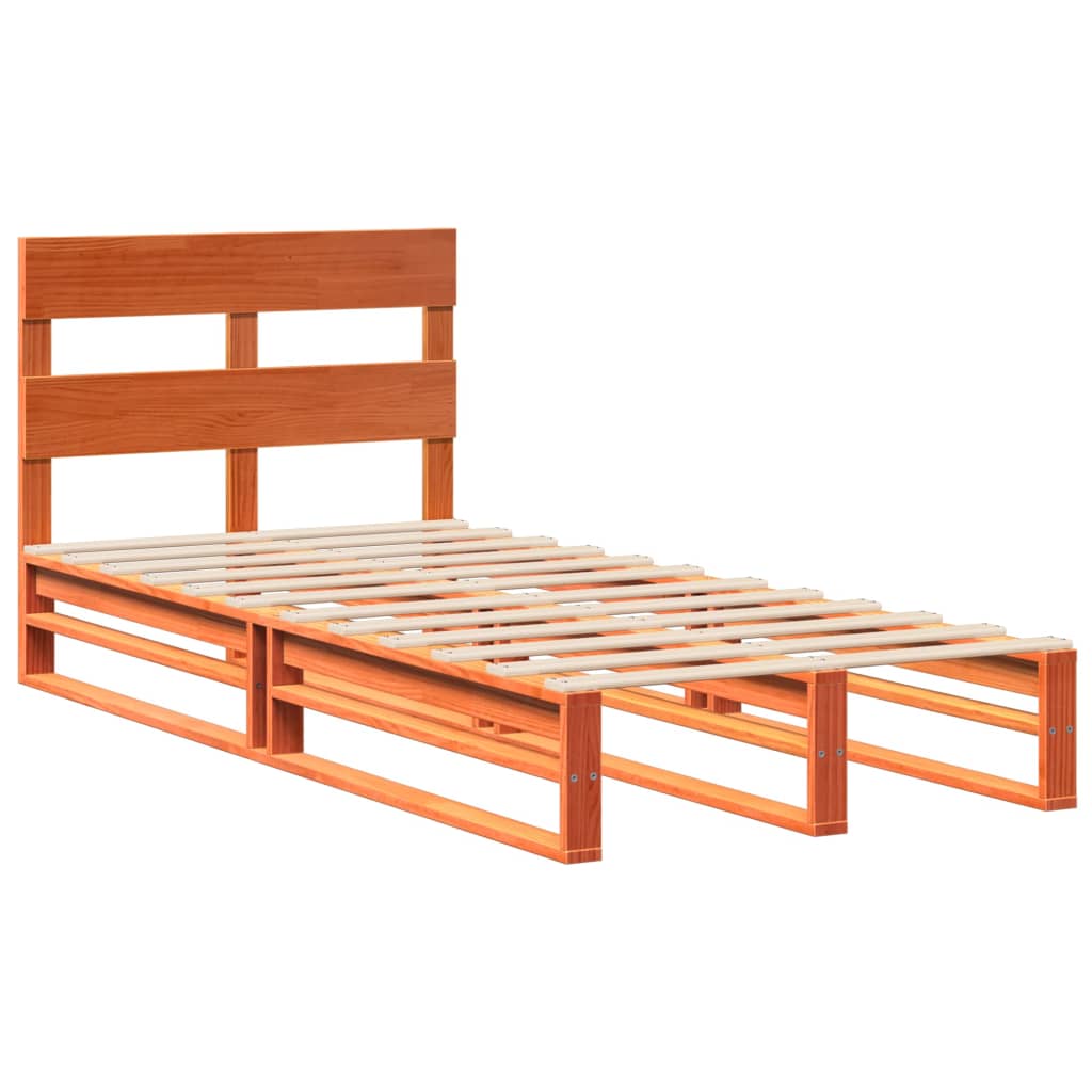 Viaszbarna tömör fenyőfa ágy matrac nélkül 90 x 200 cm 3