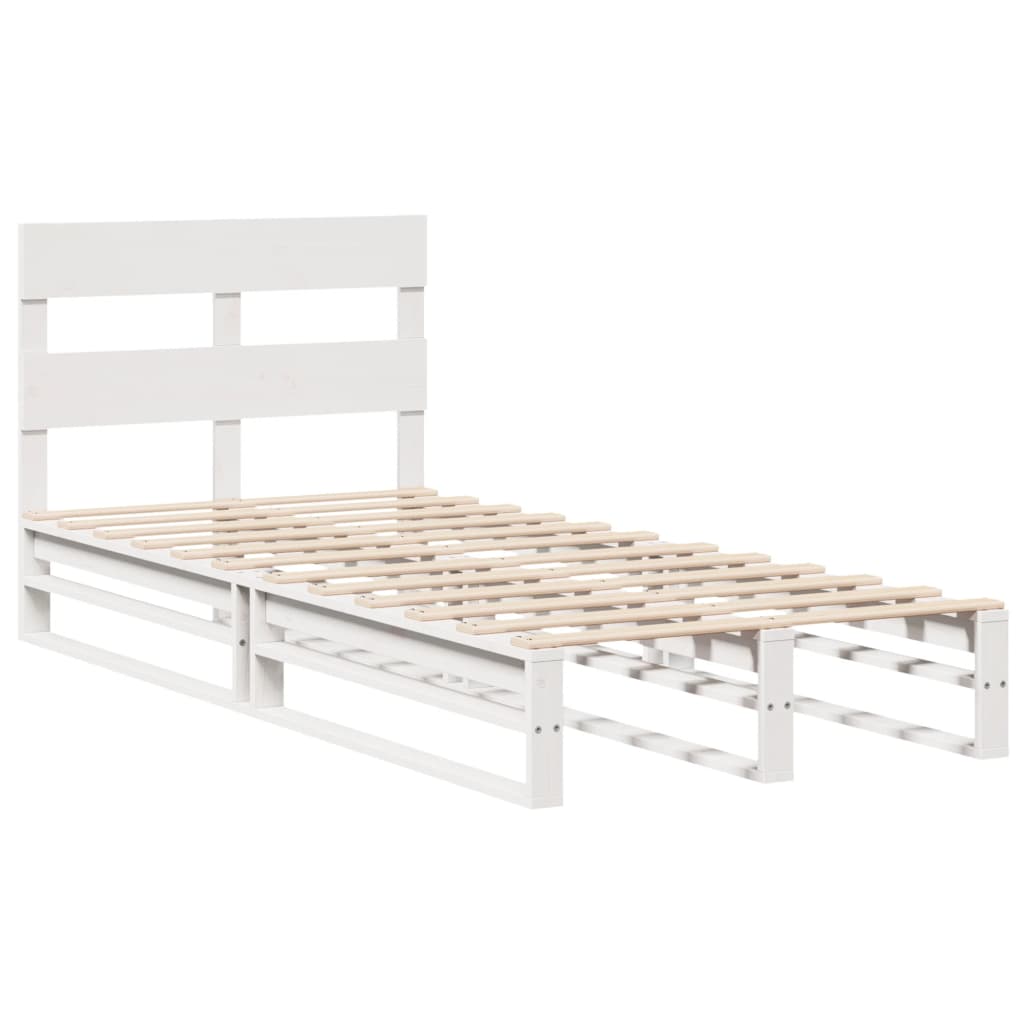 Fehér tömör fenyőfa ágy matrac nélkül 75 x 190 cm 3