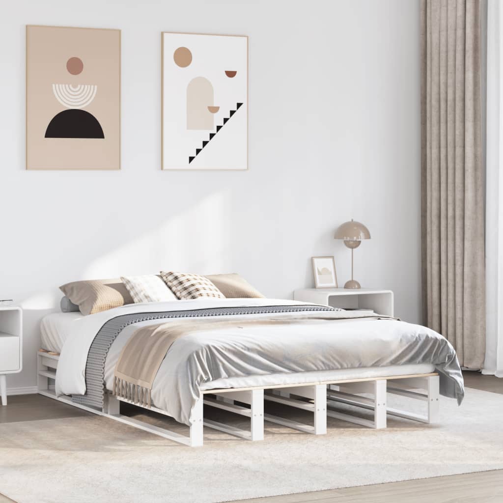 Fehér tömör fenyőfa ágy matrac nélkül 150 x 200 cm