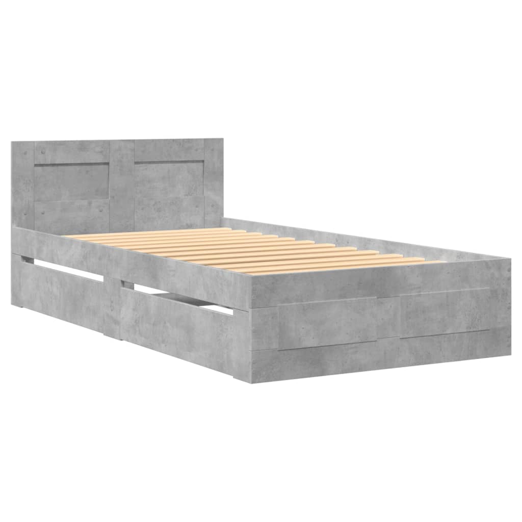 Betonszürke szerelt fa ágykeret fejtámlával 90 x 200 cm 3