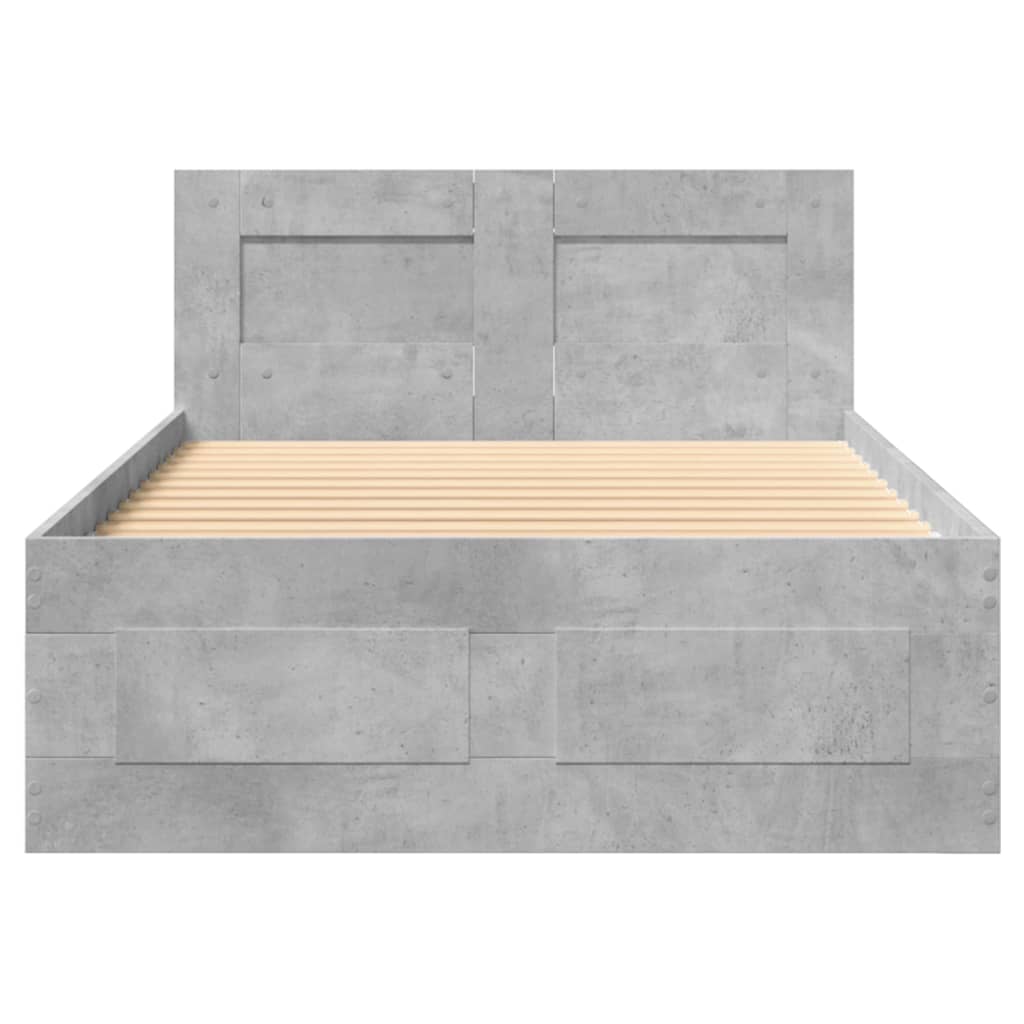 Betonszürke szerelt fa ágykeret fejtámlával 90 x 200 cm 5