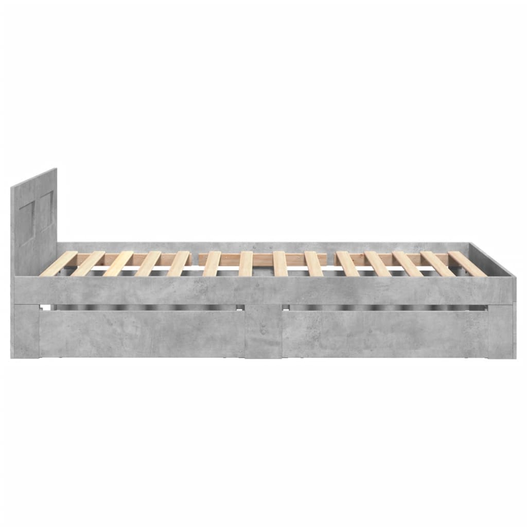 Betonszürke szerelt fa ágykeret fejtámlával 90 x 200 cm 6