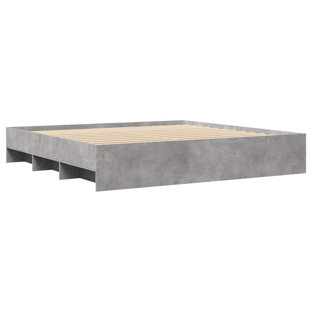Betonszürke szerelt fa ágykeret 200 x 200 cm 4