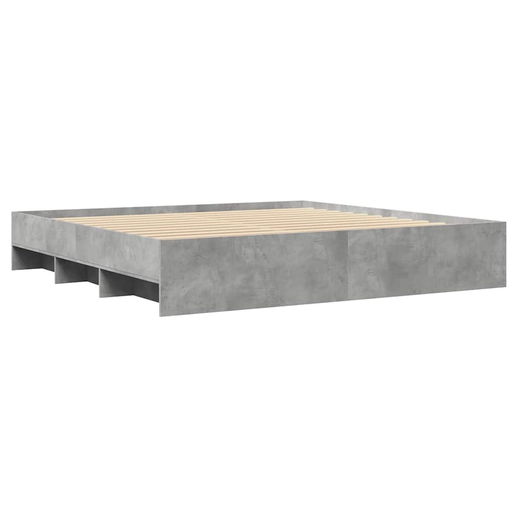 Betonszürke szerelt fa ágykeret 200 x 200 cm 7