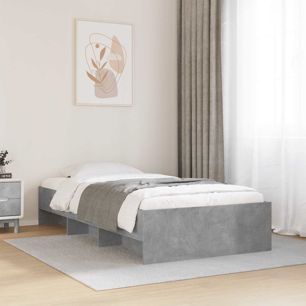 Betonszürke szerelt fa ágykeret 90 x 200 cm