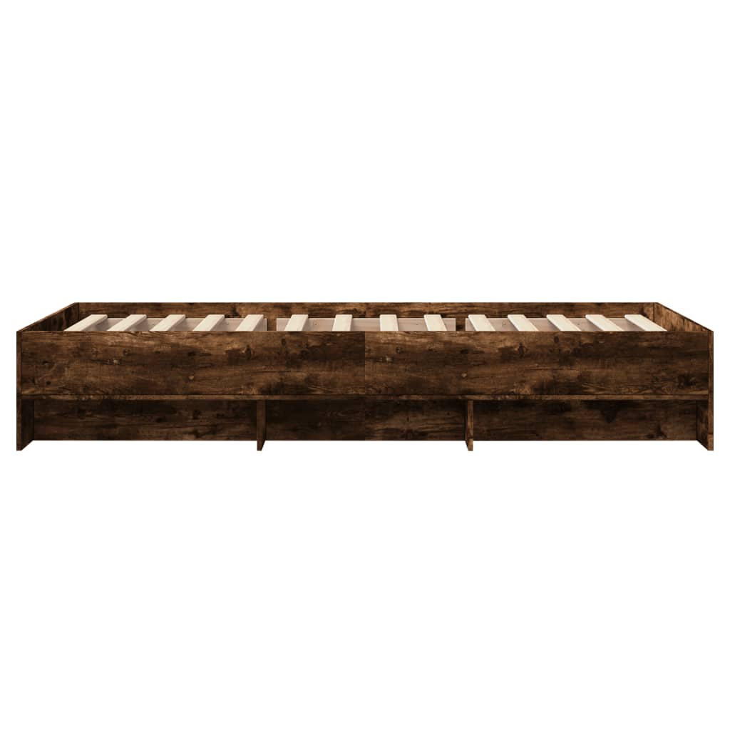 Füstös tölgy színű szerelt fa ágykeret matrac nélkül 75x190 cm 6