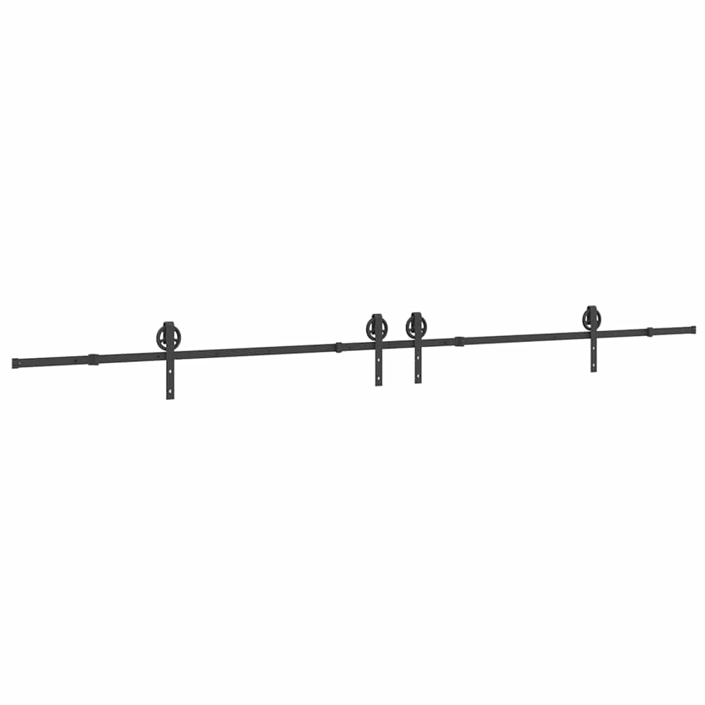 Fekete acél tolóajtó fémszerelék készlet 400 cm 2