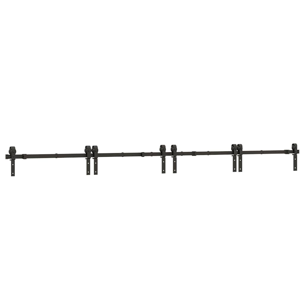 Fekete acél tolóajtó fémszerelék készlet 366 cm 2