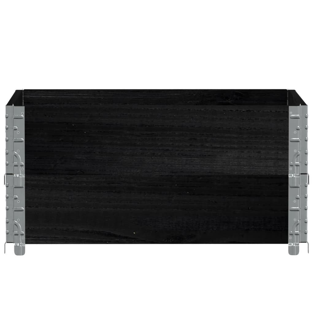 2 db fekete tömör fenyőfa raklapmagasító 80 x 60 cm 3