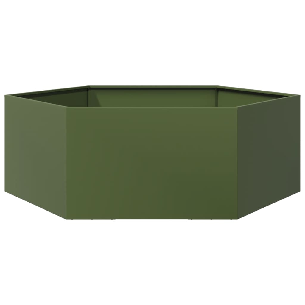 Olívazöld hatszögű acél kerti növénytartó 138 x 120 x 45 cm 6